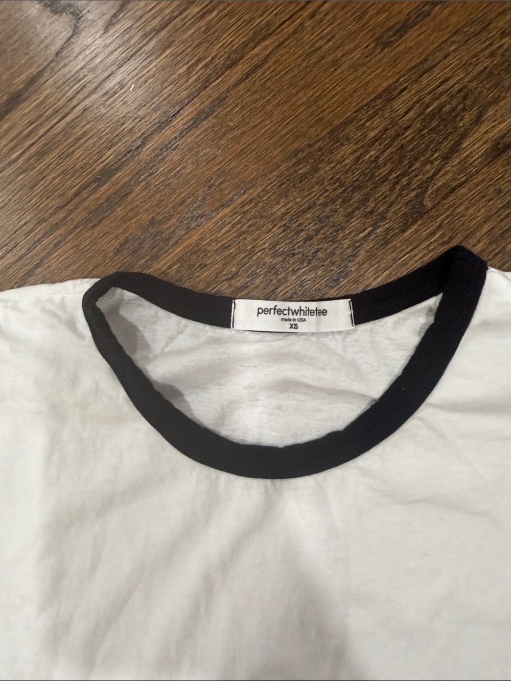 perfectwhitetee White Tee with Black Ringer Collar - Picture 2 of 4